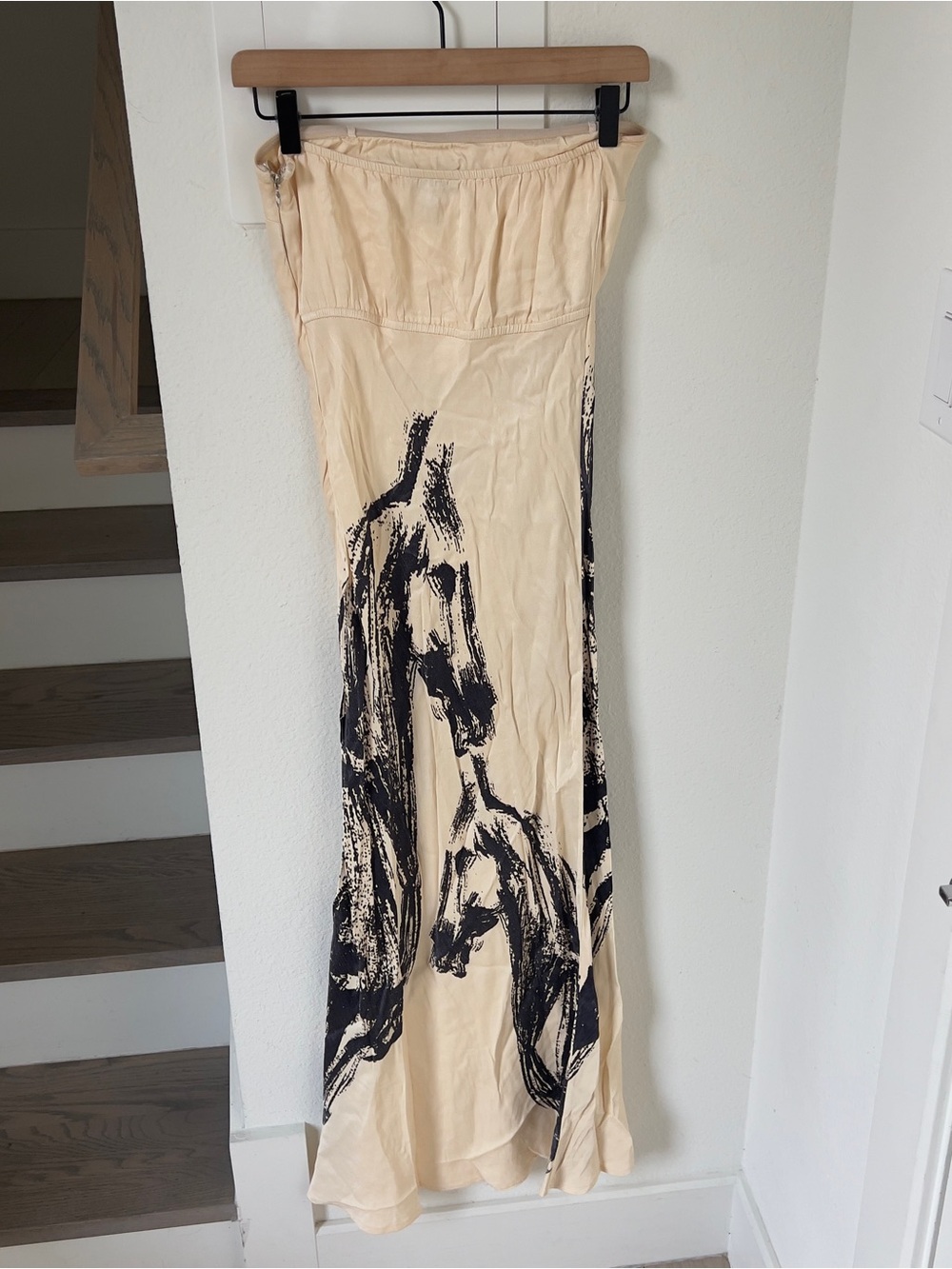 Anthropologie Conditions Apply Chloe Strapless Maxi Slip Horse Dress Cream - Picture 3 of 6